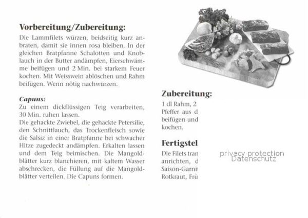 Lebensmittel Lammfilet mit Eierschwämmen Capuns Reze – Bild 2