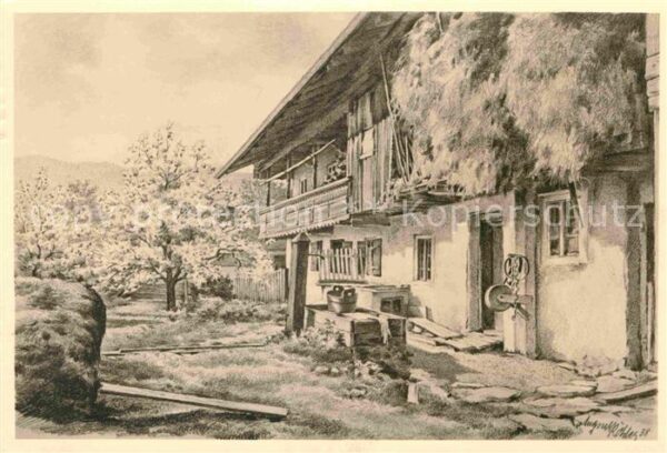 Kuenstlerkarte August Köhler Bauernhaus
