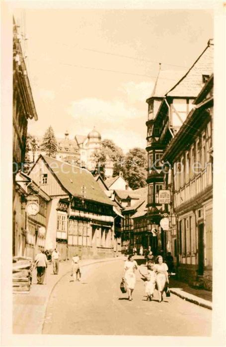 Stolberg Harz Strassenpartie mit Blick zum Schloss