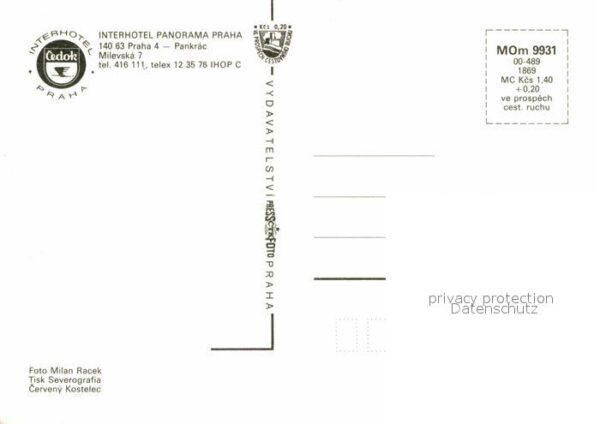Praha Prahy Prague Interhotel Panorama Restaurant Tanzloka – Bild 2