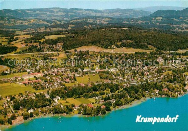 Krumpendorf Woerthersee Luftkurort und Alpenseebad Fliegeraufna