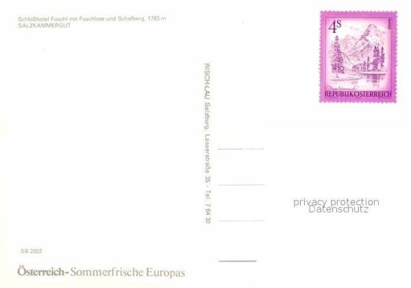 Fuschl See Salzkammergut Schlosshotel mit Fuschlsee und Schafber – Bild 2