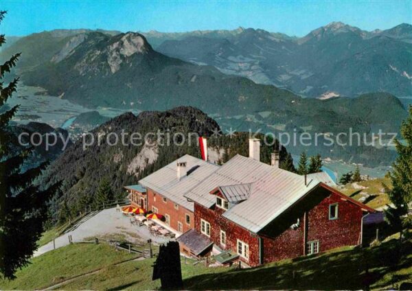 Vorderkaiserfeldenhuette Panorama Blick auf Kufstein Rofangebirg