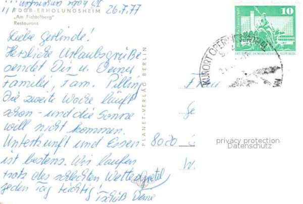 Oberwiesenthal Erzgebirge FDGB Erholungsheim Am Fichtelberg Resta – Bild 2