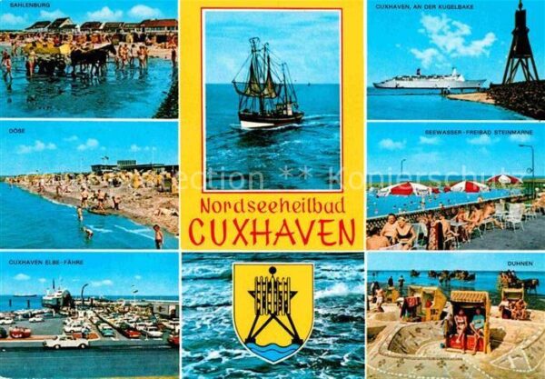 Cuxhaven Nordseebad Kugelbake D?hnen Elbe-F?hre Hafen D?se