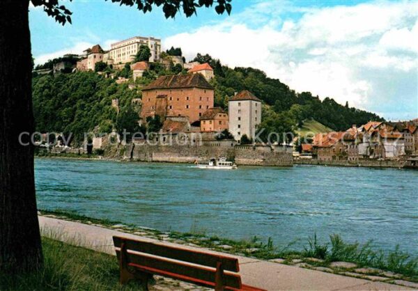Passau Dreiflüssestadt Veste Oberhaus mit Wass