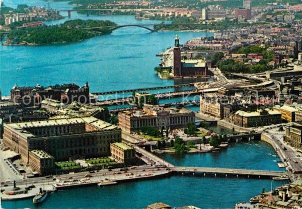 Stockholm Fliegeraufnahme Slottet och Stadshuset