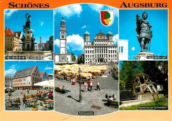Augsburg Augustusbrunnen Rathausplatz Wasserrad