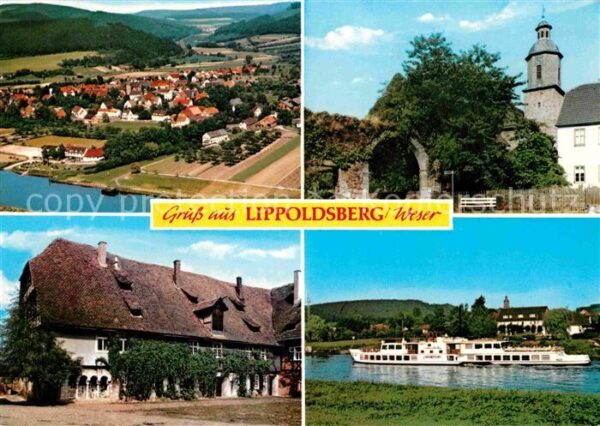 Lippoldsberg Fliegeraufnahme Weserpartie Kirche