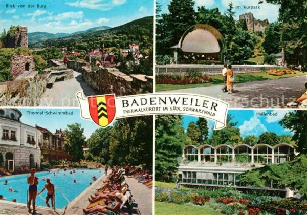 Badenweiler Blick von der Burg Kurpark Hallenbad Th