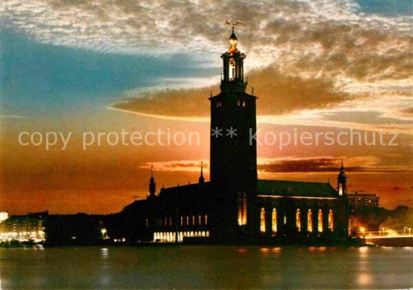 Stockholm Stadshuset am Abend