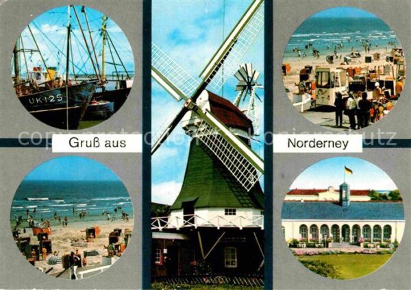 Norderney Nordseebad Hafen Strand Windmühle