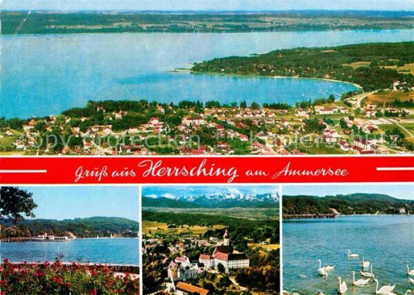 Herrsching Ammersee Fliegeraufnahme Schwäne