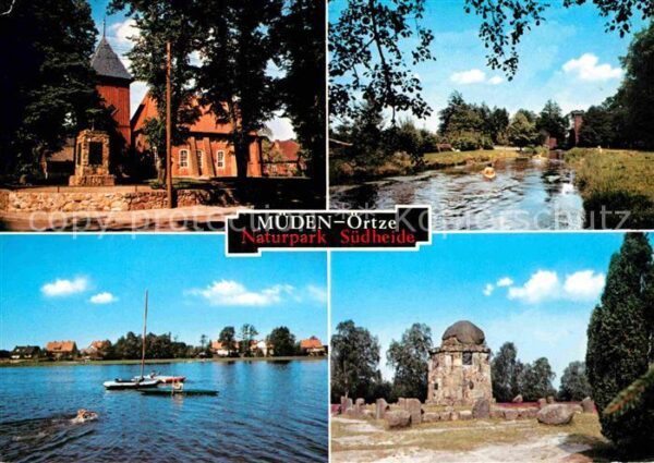 Mueden Oertze Kirche Gendenkstein Partie am Fluss