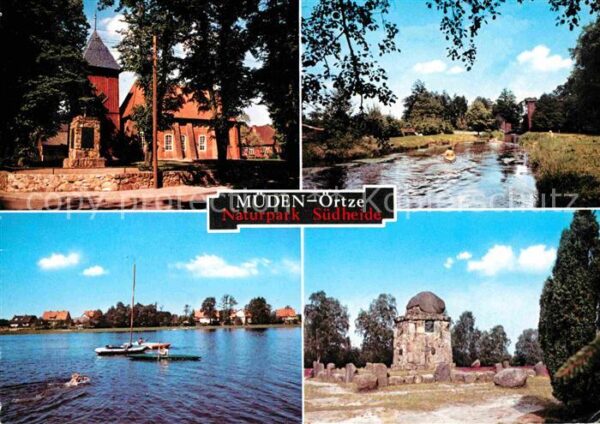 Mueden Oertze Kirche Gedenkstein Partie am Wasser