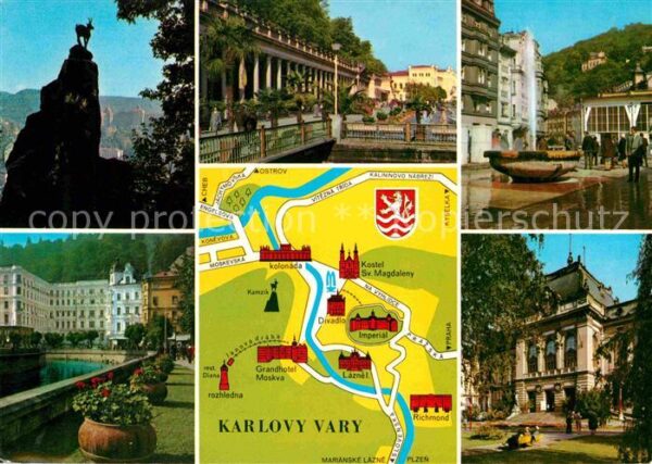 Karlovy Vary Ortspartien mit Lageplan