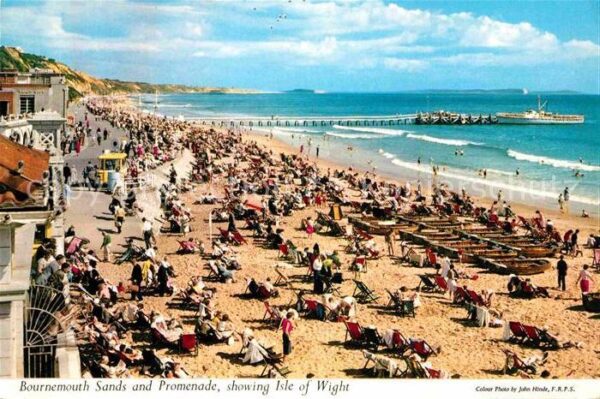 Bournemouth Sands and Promenade showing Isle of Wig