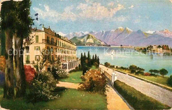 Lago Maggiore Panorama Alpen Künstlerkarte