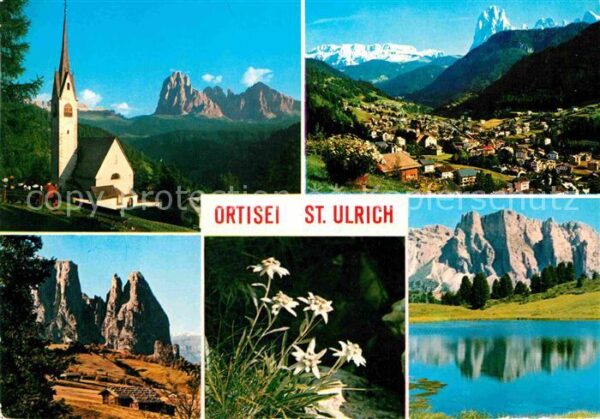 Ortisei St Ulrich Kirche Bergsee Alpenpanorama Dolomiten