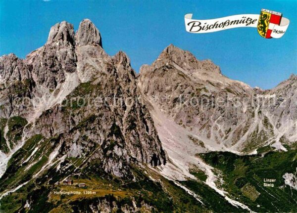 Bischofsmuetze mit Hofpürglhütte Dachsteingebirge Flie