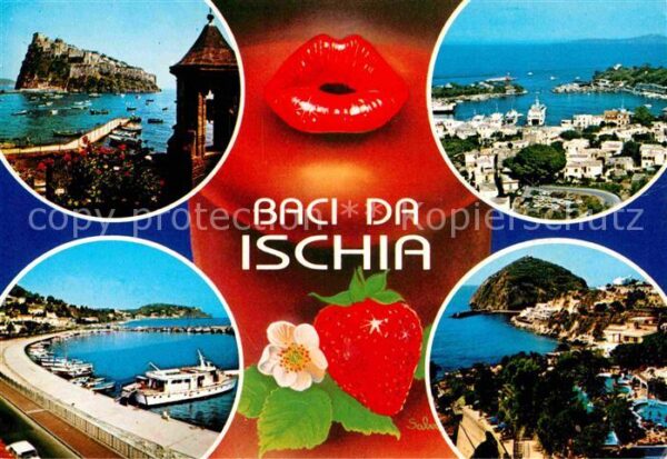Ischia Teilansichten Hafen Küste Erdbeere
