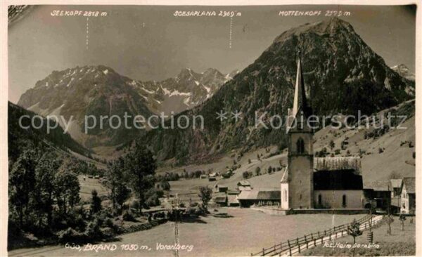 Brand Vorarlberg Ortsansicht mit Kirche Alpenpanorama