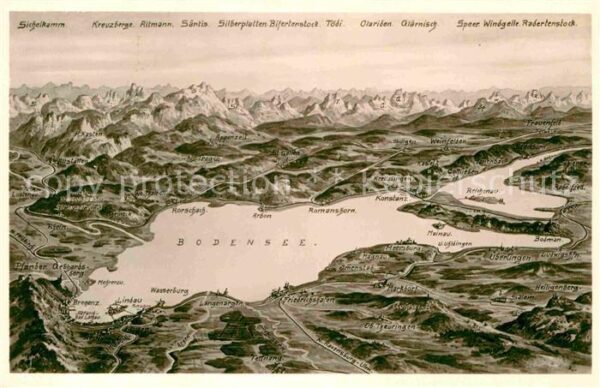 Friedrichshafen Bodensee und Umgebung Alpenpanorama aus der Voge