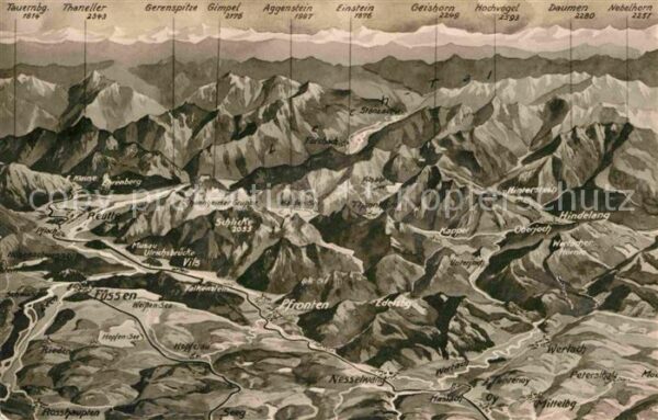 Fuessen Allgaeu und Pfronten mit Allgäuer Alpen aus der