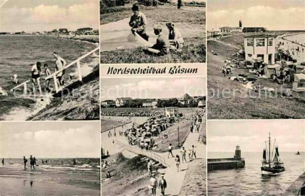 Buesum Nordseebad Strand Promenade Hafeneinfahrt Fischkut