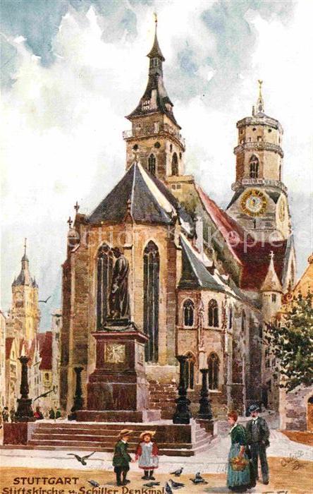 Stuttgart Stiftskirche Schiller Denkmal Künstlerk