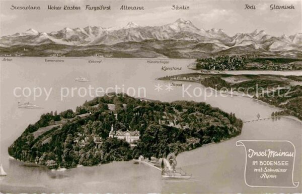 Insel Mainau aus der Vogelperspektive mit Schweizer