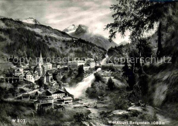 Badgastein Gesamtansicht Weltkurort Wasserfall Alp