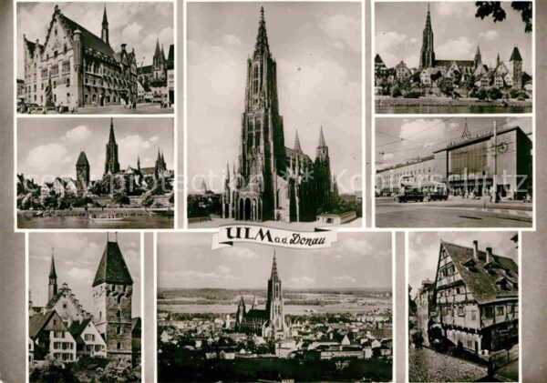 Ulm Donau Teilansichten Rathaus Turm Münster Bahn