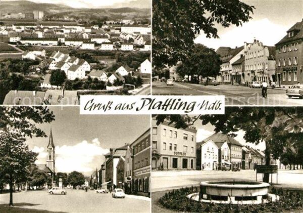 Plattling Isar Bayern Teilansichten Strassenpartie Marktplatz