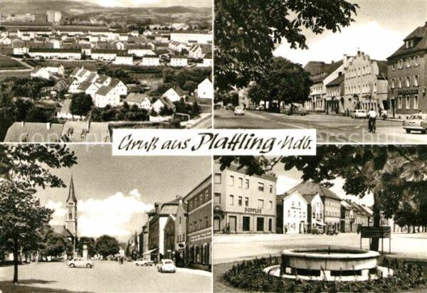 Plattling Isar Bayern Teilansichten Strassenpartie Marktplatz