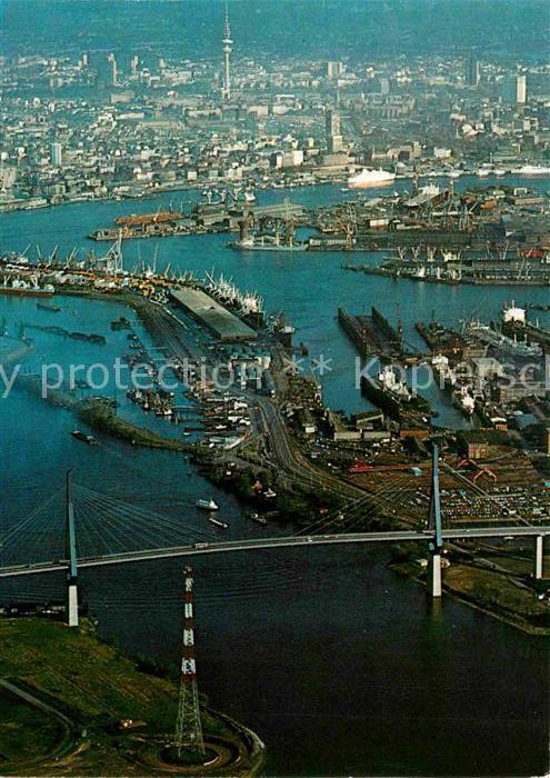 Hamburg Köhlbrandbrücke Hafen Fliegeraufnahme