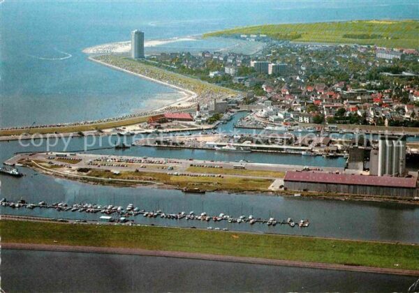 Buesum Nordseebad Luftaufnahme von Süden Hafen