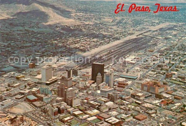 El Paso Texas Downtown area Gateway to Mexico aerial