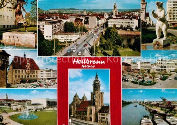 Heilbronn Neckar Brunnen Stadtblick Bär Rathaus Kirche H