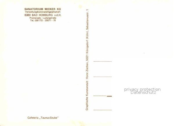 Bad Homburg Sanatorium Wicker KG Cafeteria Taunus S – Bild 2