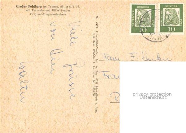 Grosser Feldberg Taunus mit Fernseh und UKW Sender Original Fli – Bild 2