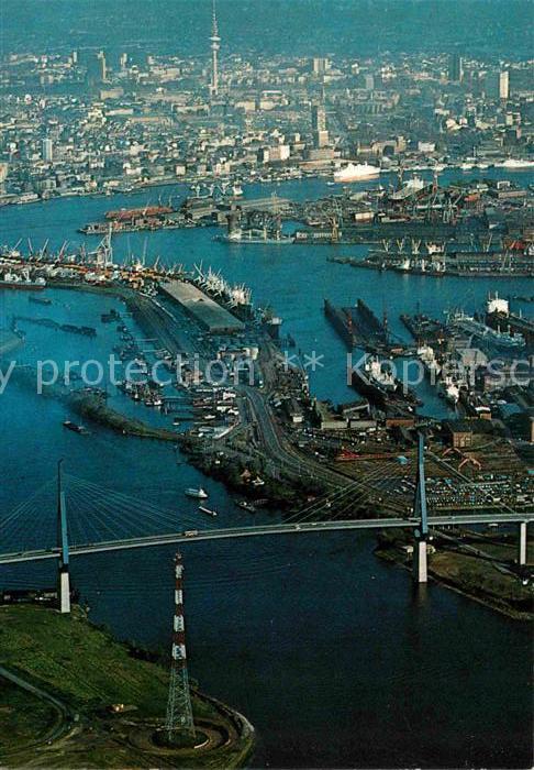 Hamburg Köhlbrandbrücke Fliegeraufnahme