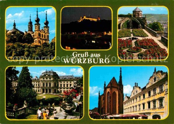 Wuerzburg Kirche Park Schloss Markt