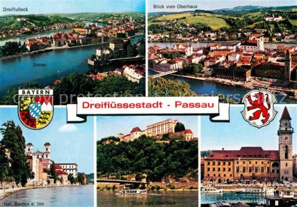 Passau Dreiflusseck Blick vom Oberhaus Ital Ba