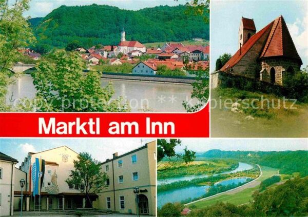 Marktl Inn Stadtblick Kirche Innpartie