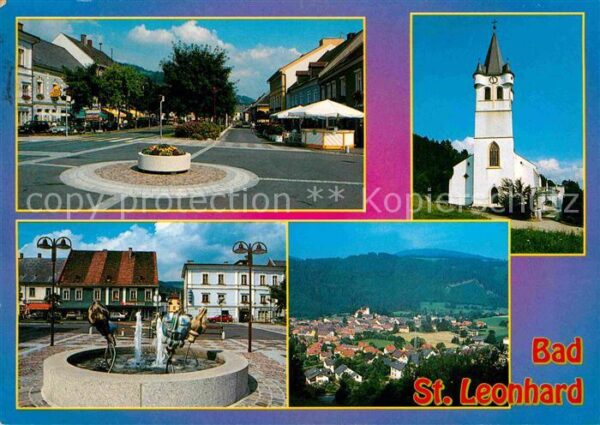 Bad St Leonhard Lavanttal Hauptstrasse Kirche Brunnen Panorama