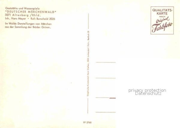 Altenberg Rheinland Gaststätte und Wasserspiele Dt Märchenw – Bild 2