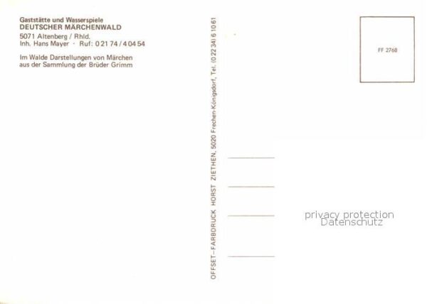 Altenberg Rheinland Gaststätte und Wasserspiele Dt Märchenw – Bild 2