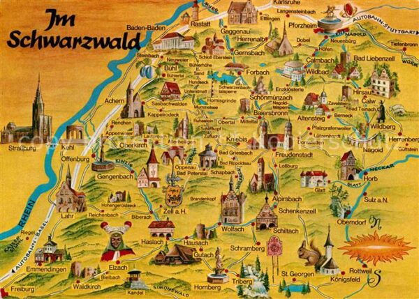 Schwarzwald von Karlsruhe bis Freiburg Panoramakart
