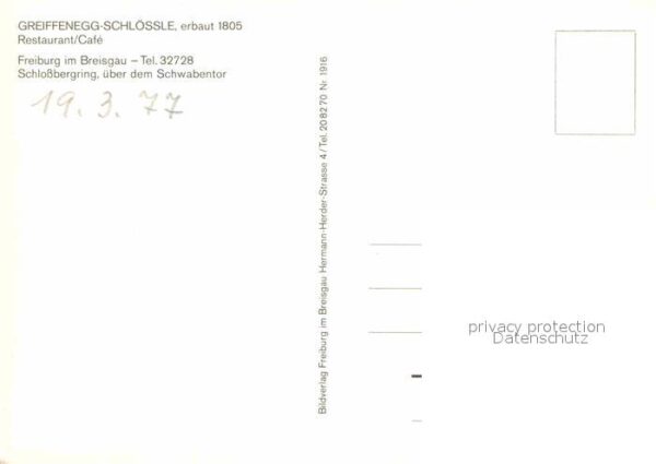 Freiburg Breisgau Greiffenegg Schlössle Restaurant Cafe – Bild 2